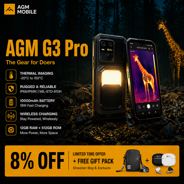 AGM G3 PRO | Thermal Imaging Rugged Smartphone | 12GB+512GB | 10000mAh Battery | 5W Speaker 116dB | 120Hz Display | MIL-STD-810H | Wireless Charging