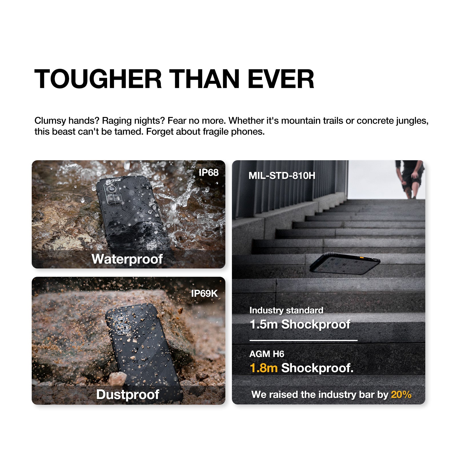 AGM H6 LITE | Ultra-Thin | Rugged | 6.56-inch 90Hz Display | 4GB RAM + 4GB Virtual Expanded RAM + 128GB ROM | Android 13