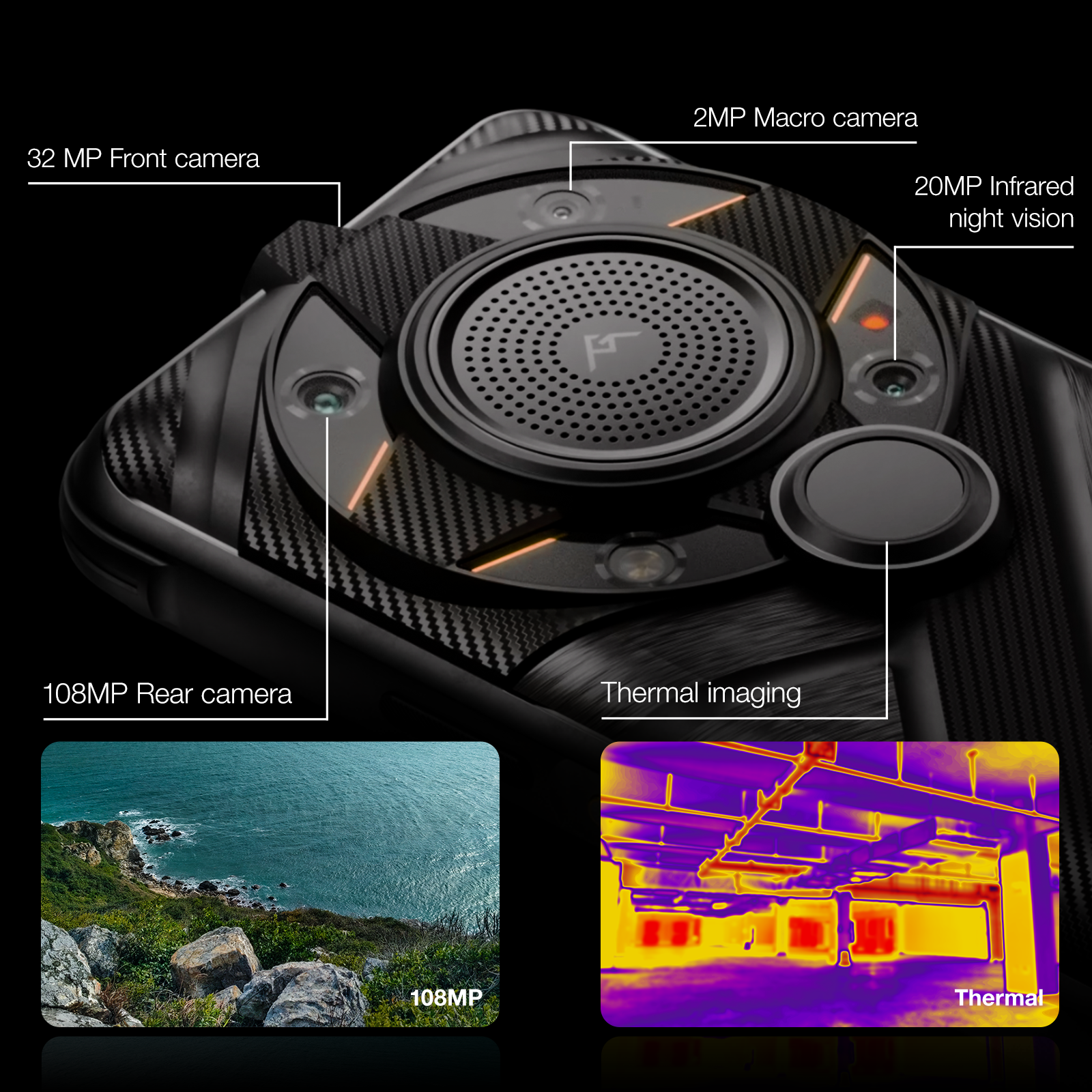 AGM G2 Guardian | 5G Unlocked Rugged Smartphone | Thermal Monocular Long Detection Range: 500m/yd | 10 mm Objective Lens