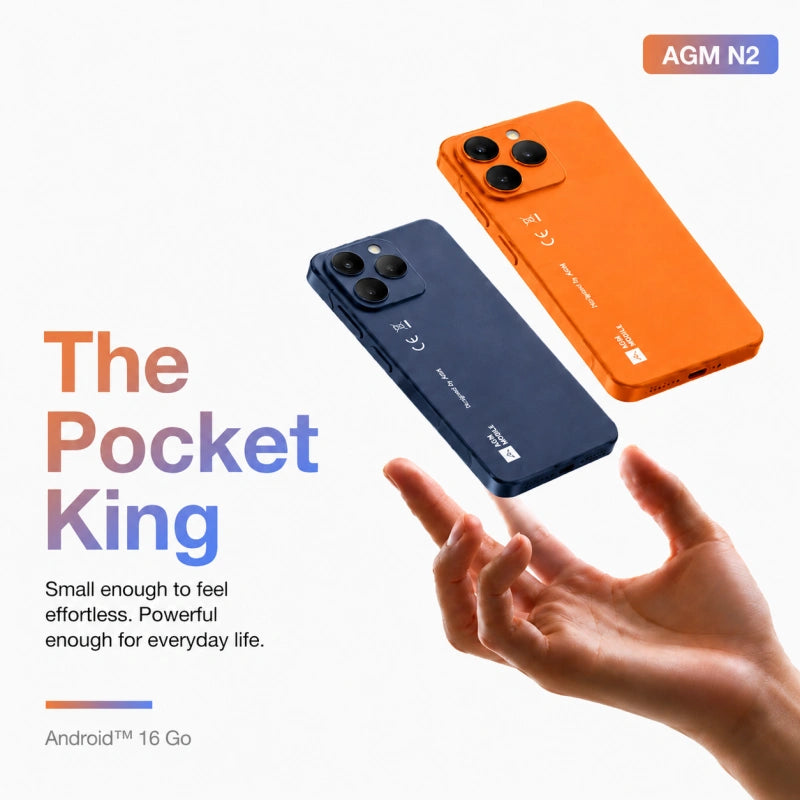 AGM NOTE N2 | 4.96" Small Android Smartphone | Removable Battery | Android 16 Go | Pocket-Friendly Design | IP54 Splash Protection
