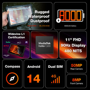 AGM PAD P2 Active | 4G LTE | Rugged Tablet | Removable Case | Widevine L1 | Helio G99 | Android 14