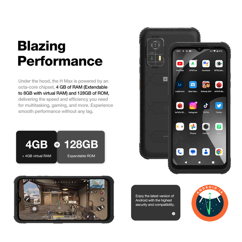 AGM H Max | Rugged | 10000 mAh Battery | 8GB+256GB | 90Hz Display | 4G