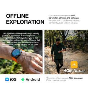 AGM Legion Pro | GPS | Offline Map | 5ATM | IP68 Waterproof | 100+ Sports Modes | Smart Watch