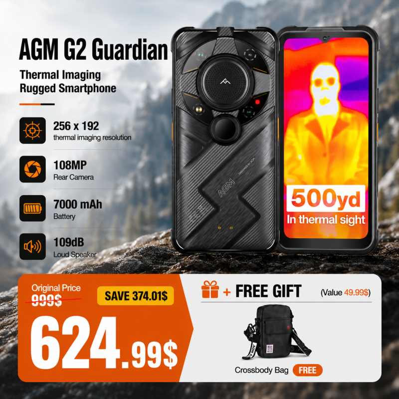 AGM G2 Guardian | 5G Unlocked Rugged Smartphone | Thermal Monocular Long Detection Range: 500m/yd | 10 mm Objective Lens