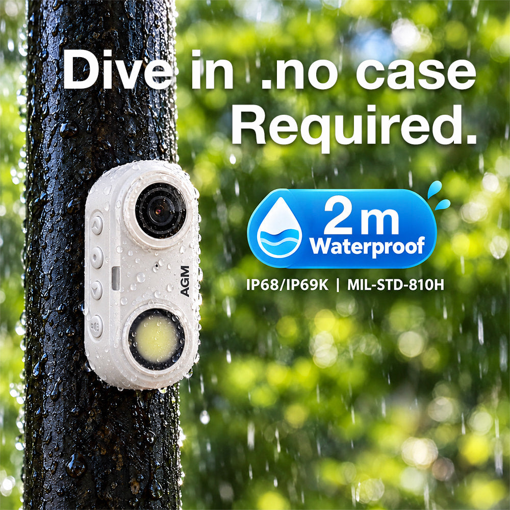 Pre-Order | AGM CAM 1 | 2K Mini Action Camera | 39g Ultra-Light | IP68/IP69K Waterproof | Built-in LED Light | Magnetic Mount | 1.45-inch Display