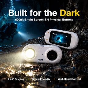 Pre-Order | AGM CAM 1 | 2K Mini Action Camera | 39g Ultra-Light | IP68/IP69K Waterproof | Built-in LED Light | Magnetic Mount | 1.45-inch Display