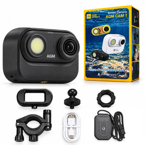 Pre-Order | AGM CAM 1 | 2K Mini Action Camera | 39g Ultra-Light | IP68/IP69K Waterproof | Built-in LED Light | Magnetic Mount | 1.45-inch Display