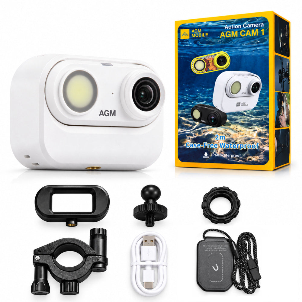 Pre-Order | AGM CAM 1 | 2K Mini Action Camera | 39g Ultra-Light | IP68/IP69K Waterproof | Built-in LED Light | Magnetic Mount | 1.45-inch Display