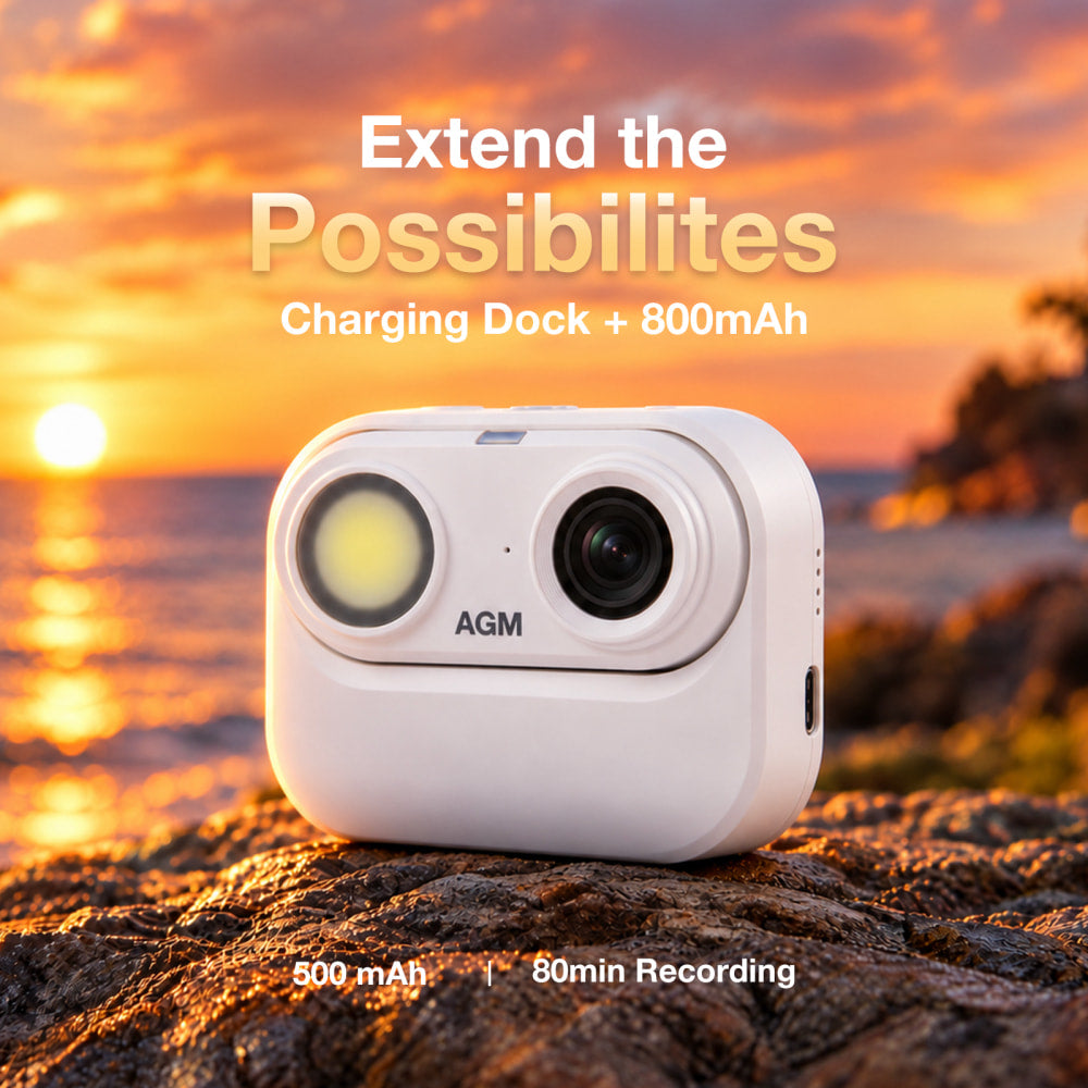 Pre-Order | AGM CAM 1 | 2K Mini Action Camera | 39g Ultra-Light | IP68/IP69K Waterproof | Built-in LED Light | Magnetic Mount | 1.45-inch Display
