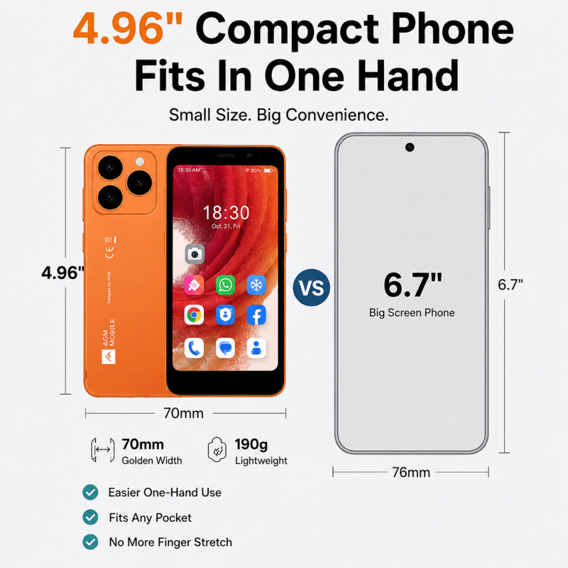 Pre-Order |  AGM NOTE N2 | Compact Android Smartphone | Removable Battery | Android 16 Go | Pocket-Friendly Design | IP54 Splash Protection