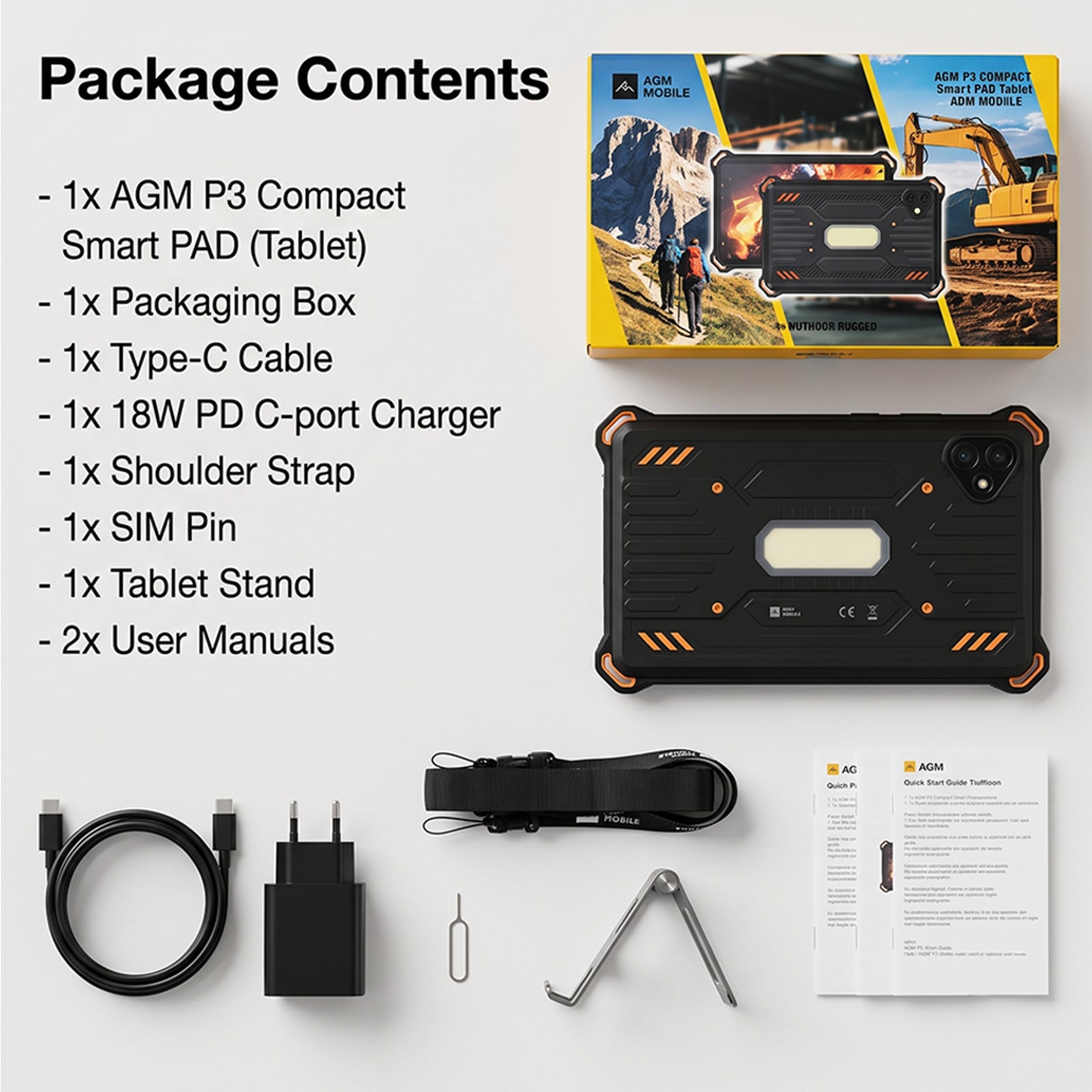AGM PAD P3 | 8.68" Compact Rugged Tablet | Helio G99 | IP68/IP69K | Waterproof | 120Hz Display | eSIM | Android 16