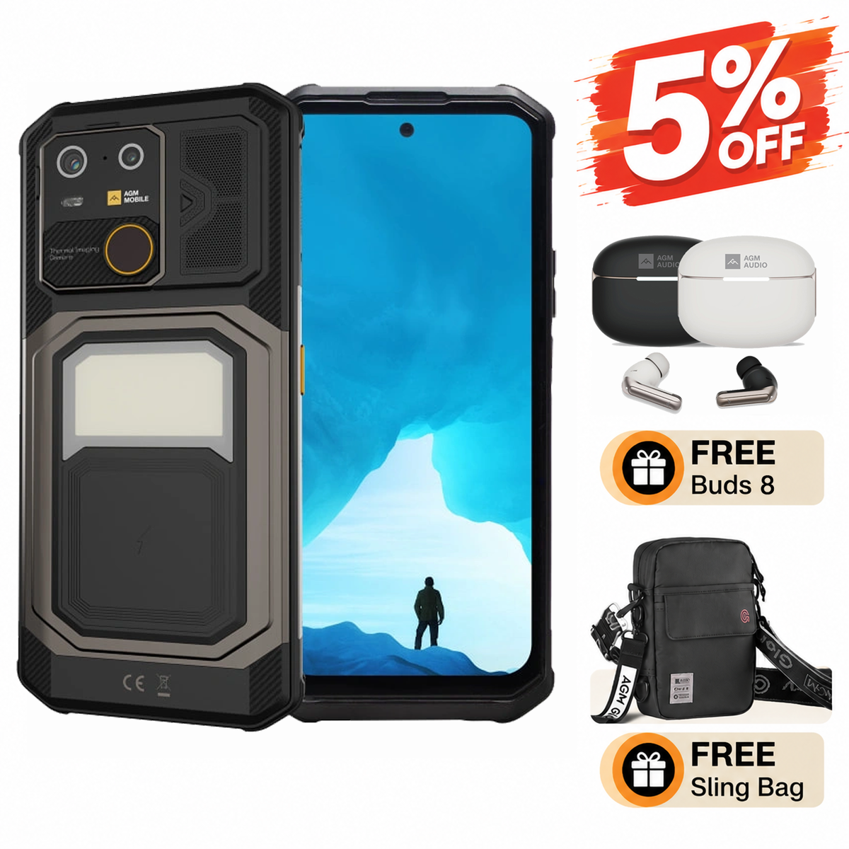 AGM G3 | Rugged Smartphone | 12GB+512GB | 10000mAh Battery | 5W Speaker 116dB  | 50MP Front Camera | 120Hz Display | IP68 IP69K | Wireless Charging