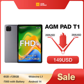 AGM PAD T1｜Featherweight｜11"FHD+｜T606 Octa-Core Processor｜Android 14｜7000 mAh Battery