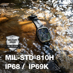 AGM Legion 3 | Smart Watch | OLED Display | 500mAh Battery| Bluetooth Call | Heart Rate Monitor | 5ATM Waterproof | LED Flashlight | Square Rugged Sport Watch