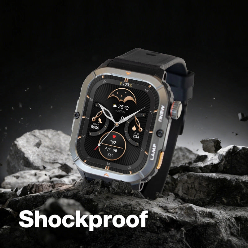 AGM Legion 3 | Smart Watch | OLED Display | 500mAh Battery| Bluetooth Call | Heart Rate Monitor | 5ATM Waterproof | LED Flashlight | Square Rugged Sport Watch