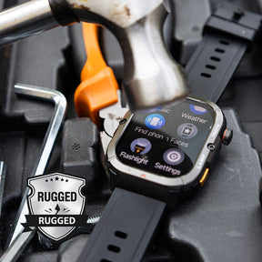 AGM Legion 3 | Smart Watch | OLED Display | 500mAh Battery| Bluetooth Call | Heart Rate Monitor | 5ATM Waterproof | LED Flashlight | Square Rugged Sport Watch