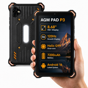 AGM PAD P3 | 8.68" Compact Rugged Tablet | Helio G99 | IP68/IP69K | Waterproof | 120Hz Display | eSIM | Android 16