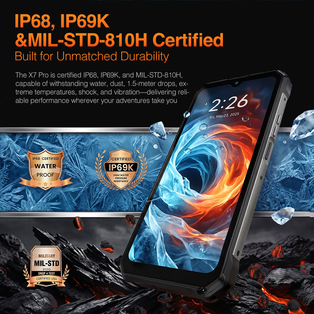 Pre-Order | AGM X7 Pro | Thermal Imaging Rugged Smartphone | 512×384 Thermal Resolution | 6GB+256GB | 10000mAh Battery | IP68/IP69K | Wireless Charging | Android 16 | eSIM