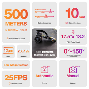 AGM G2 Guardian | 5G Unlocked Rugged Smartphone | Thermal Monocular Long Detection Range: 500m/yd | 10 mm Objective Lens | Android 12